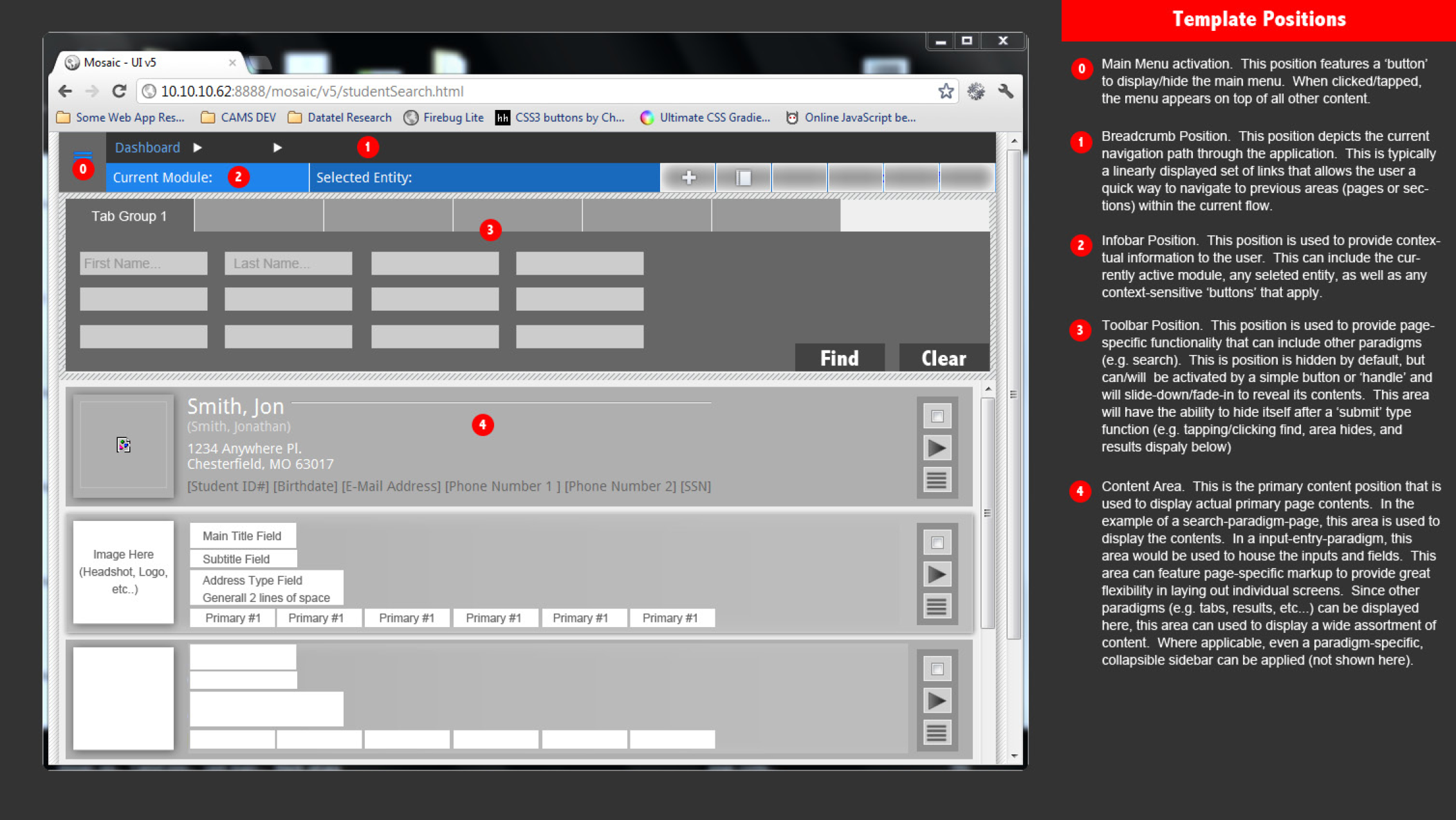 Denoting Template Positions